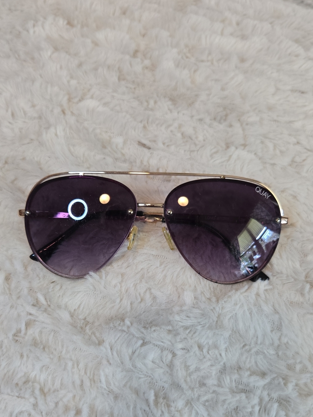 Quay Australia Gold Frame Sunglasses with Purple Lenses